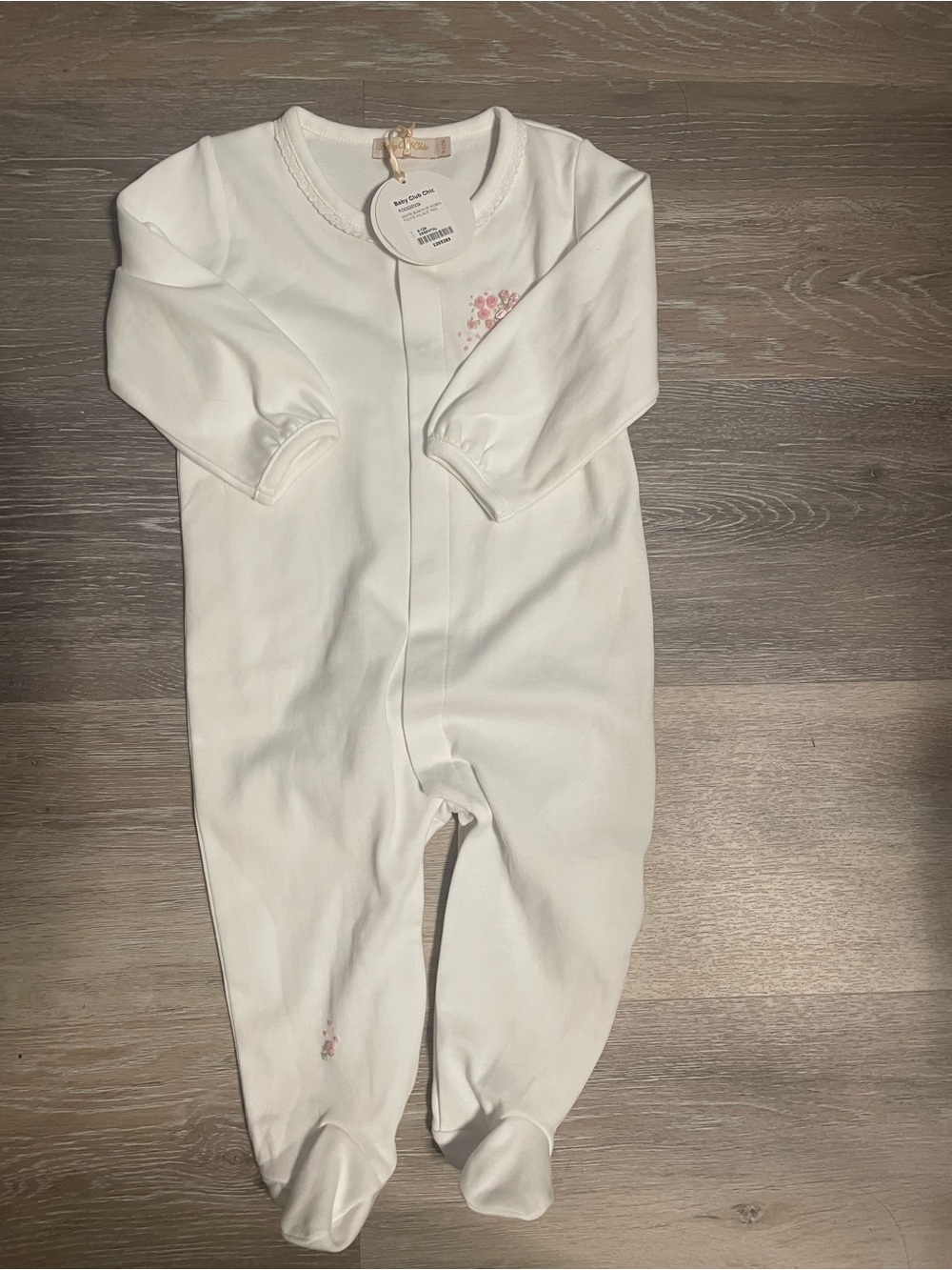 NWT Baby Club Chic Footed One-Piece Sleepwear with Pink Floral Detail